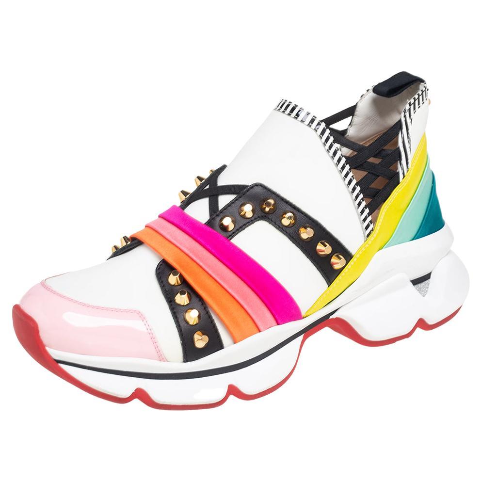Christian Louboutin Multicolor Neoprene And Leather Lipsy Run Sneakers Size 39