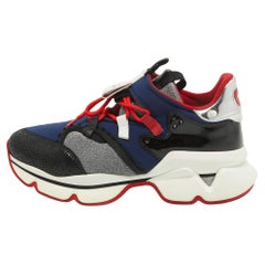 Used Christian Louboutin Multicolor Neoprene And Leather Red-Runner Sneakers Size 43.