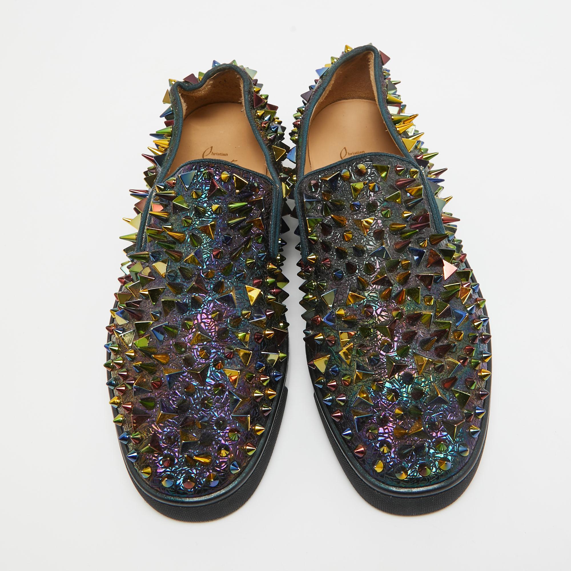 Noir Baskets de bateau à roulettes en nylon multicolore Christian Louboutin, Taille 42,5 en vente