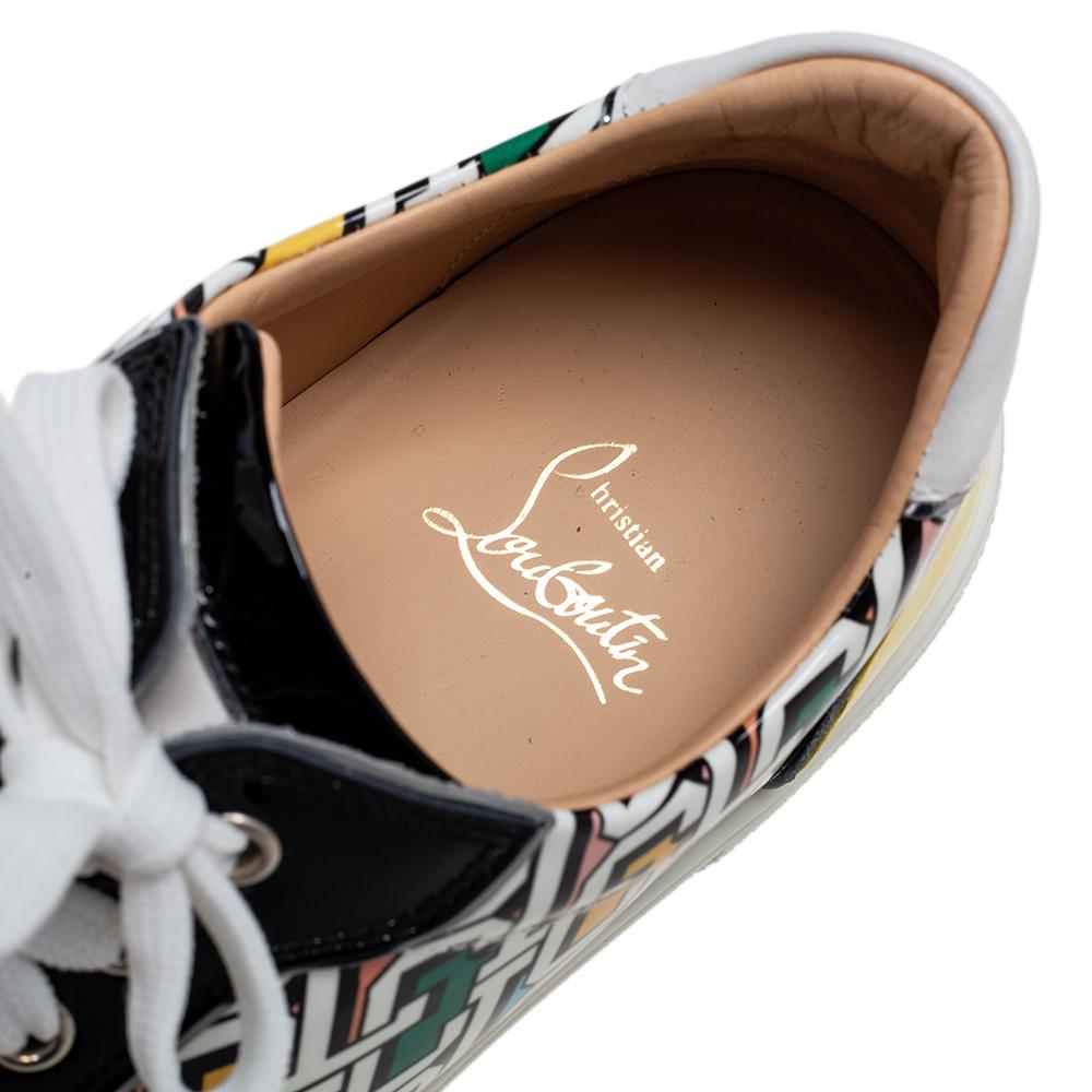Gray Christian Louboutin Multicolor Patent And Leather Low Top Sneakers Size 39