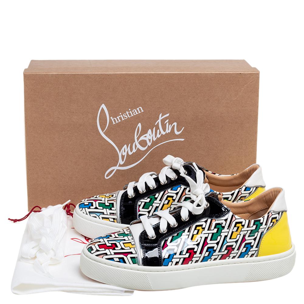 Christian Louboutin Multicolor Patent And Leather Low Top Sneakers Size 39 1