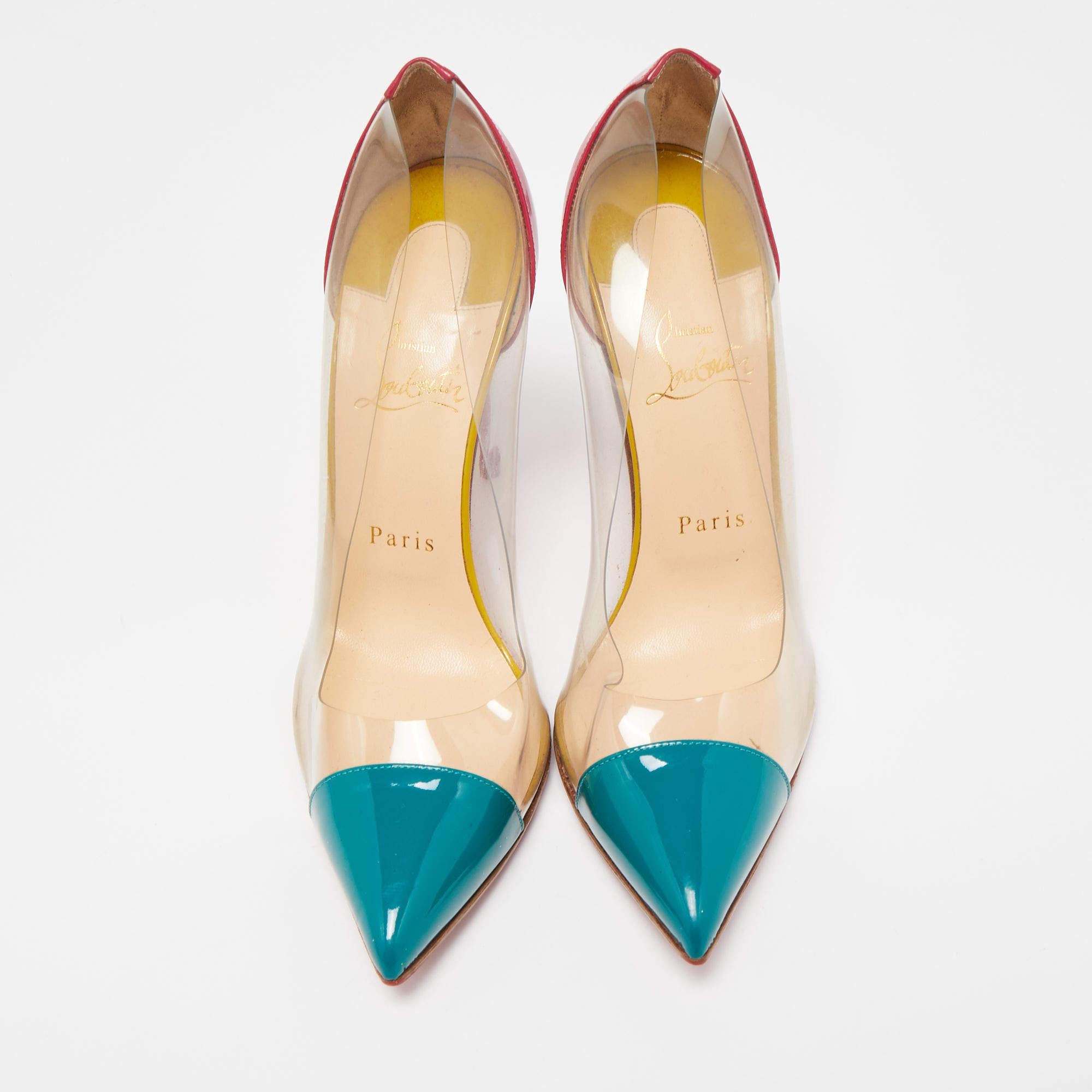Christian Louboutin Multicolor Charol y PVC  Debout  Bombas Talla 38 Beige en venta