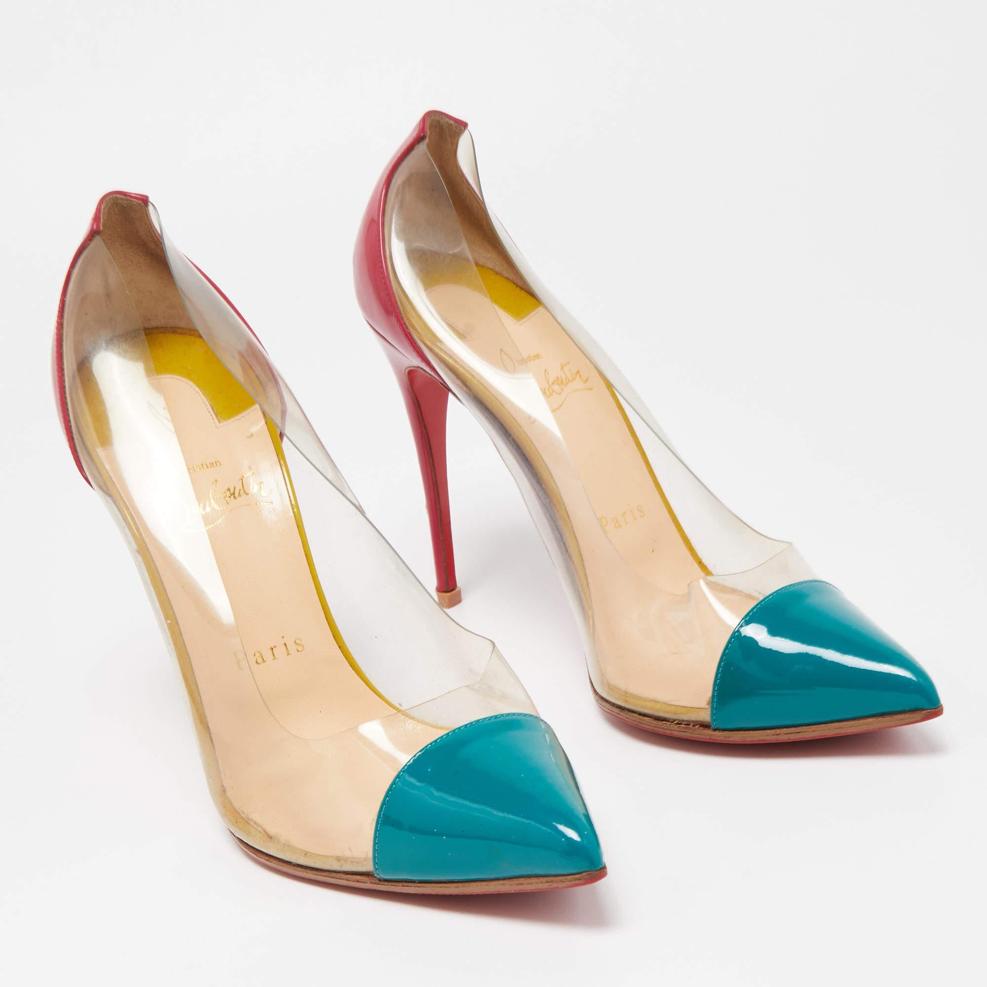 Christian Louboutin Multicolor Charol y PVC  Debout  Bombas Talla 38 en Bastante bueno estado para la venta en Dubai, Al Qouz 2