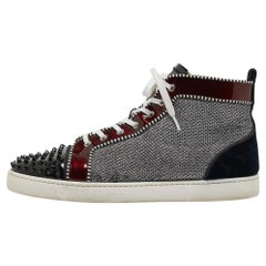 Christian Louboutin Multicolore Patent and Velvet Spikes Orlato Flat Hight Top 
