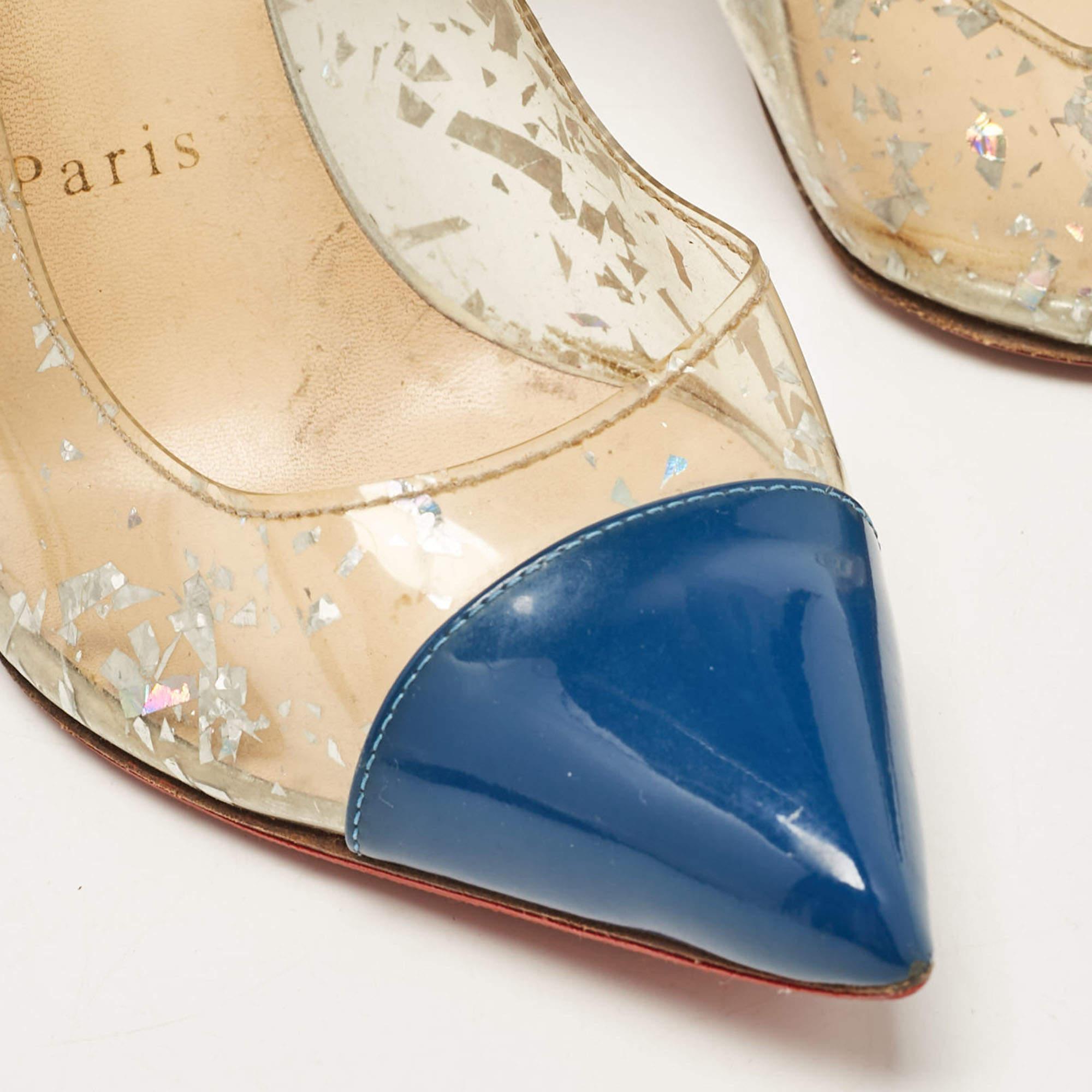 Christian Louboutin Multicolor Patent Leather and PVC Debout Pumps Size 38 For Sale 2