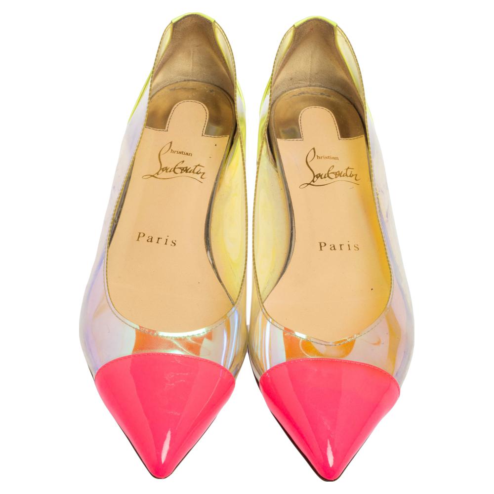 Christian Louboutin Multicolor Patent Leather And PVC Riviera Flats Size 36.5 1