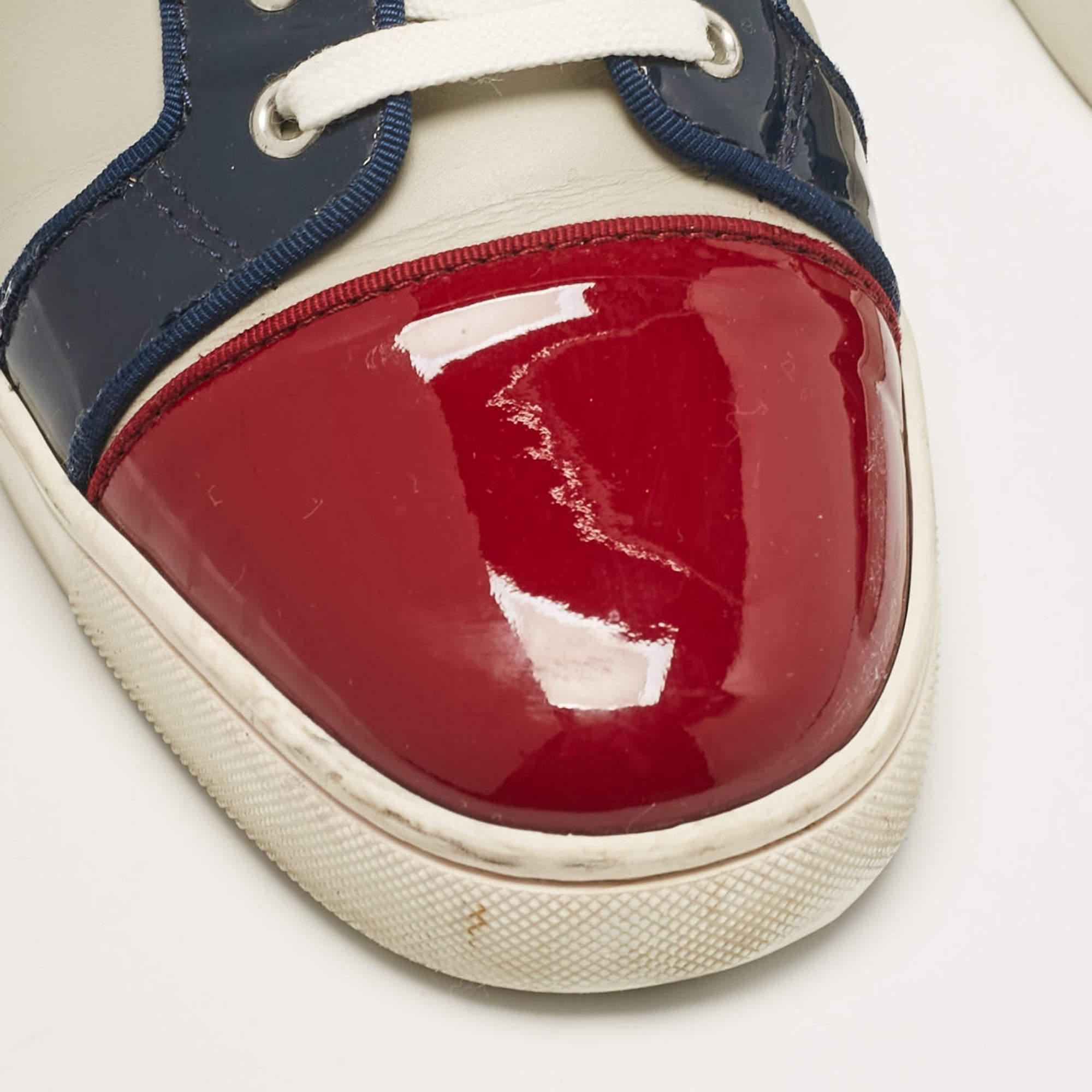 Christian Louboutin Louis Junior Turnschuhe aus mehrfarbigem Lackleder, Größe 42,5 im Angebot 3