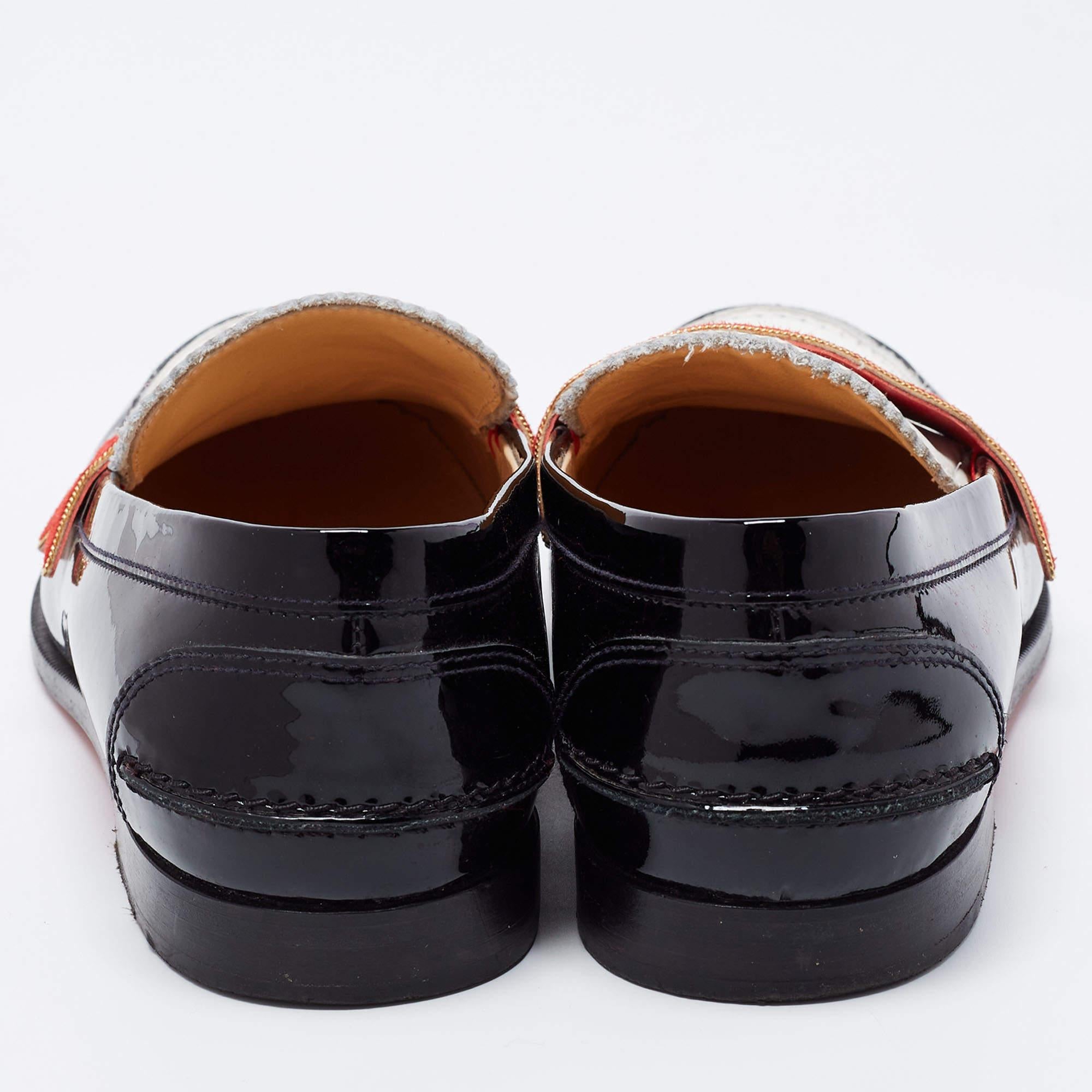 Black Christian Louboutin Multicolor Patent Leather Monono Flat Loafers Size 36.5