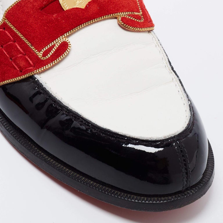 Christian Louboutin Multicolor Patent Leather Monono Flat Loafers Size 36.5  For Sale at 1stDibs