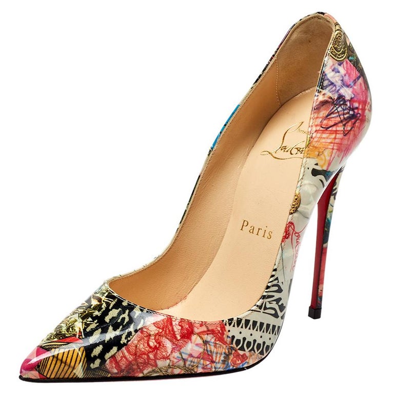 Christian Louboutin Multicolor Patent Leather Trash So Kate Pump Size 35.5  at 1stDibs