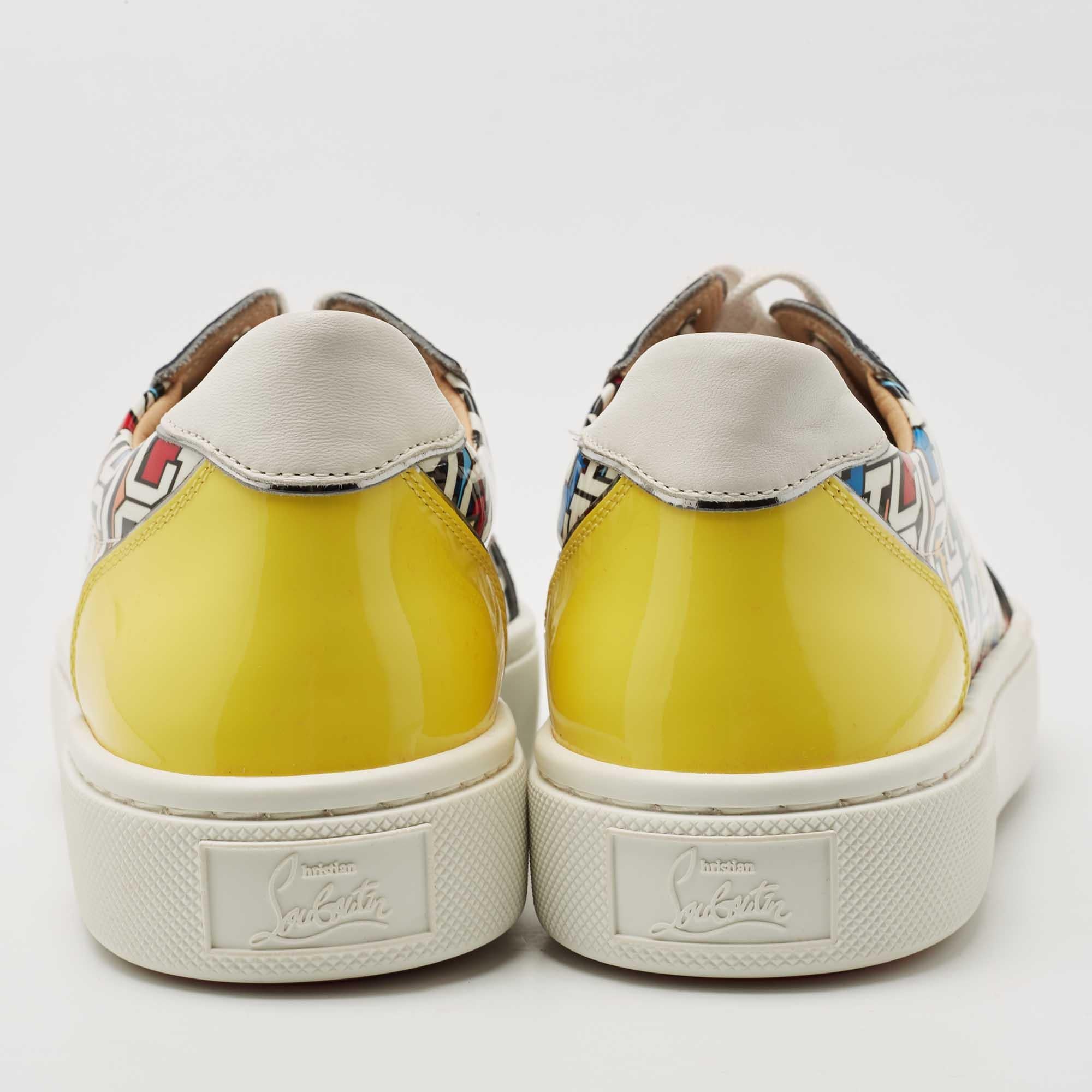 Christian Louboutin Multicolor Patent Vierissima Low Top Sneakers Size 37 In New Condition In Dubai, Al Qouz 2