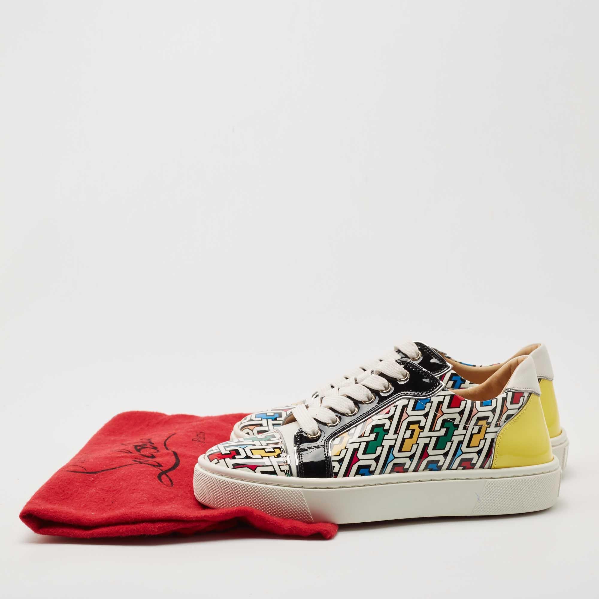 Christian Louboutin Multicolor Patent Vierissima Low Top Sneakers Size 37 4