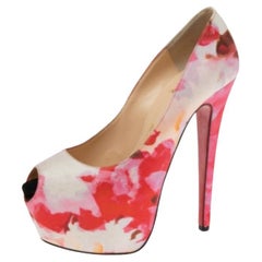 Christian Louboutin Multicolor Popi Fabric Highness Pumps Size 37