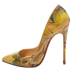 Used Christian Louboutin Multicolor Print Patent Leather Pigalle Pumps Size 37.5