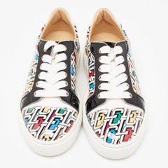 Christian Louboutin Multicolor Printed Patent Leather Low-Top Sneakers Size 37