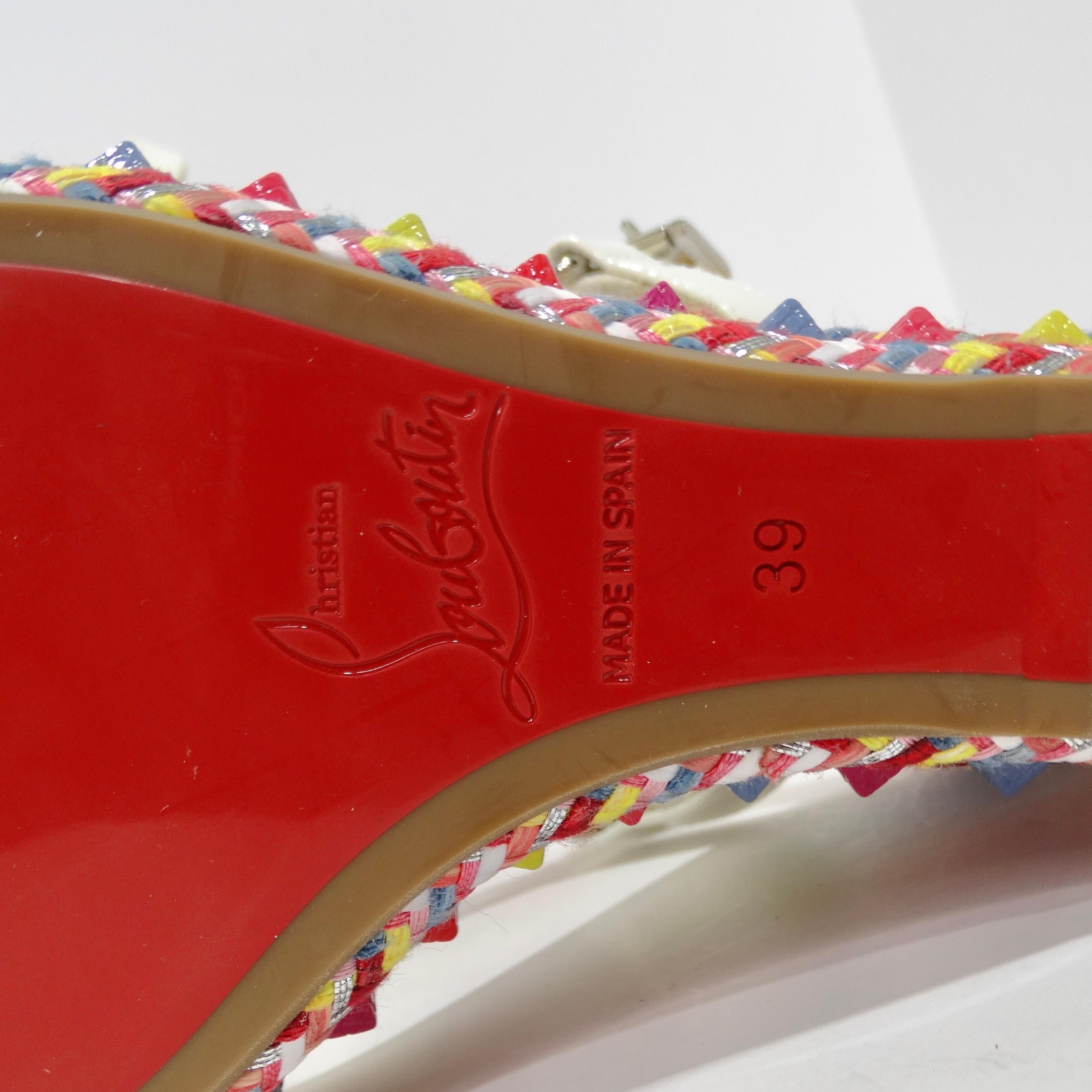 Christian Louboutin Multicolor Printed Stud Wedges  For Sale 6