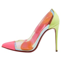 Used Christian Louboutin Multicolor PVC and Patent Leather Pumps Size 36