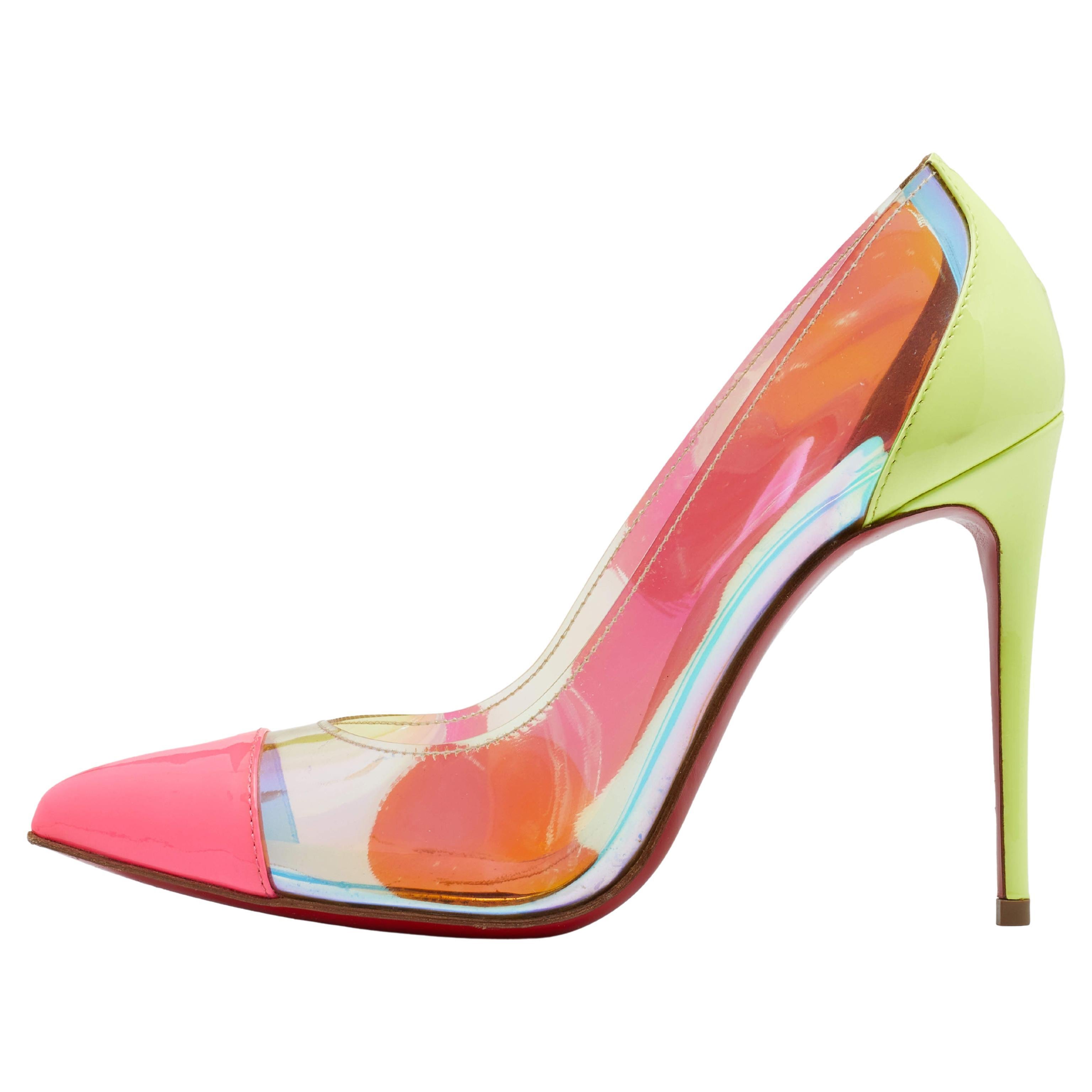 Christian Louboutin Multicolor PVC and Patent Leather Pumps Size 36 For Sale