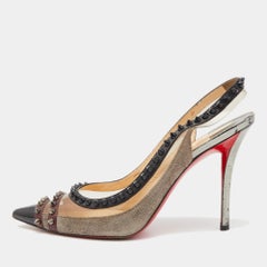 Christian Louboutin Multicolor PVC and Suede Paulina Studded Pumps Size 39.5