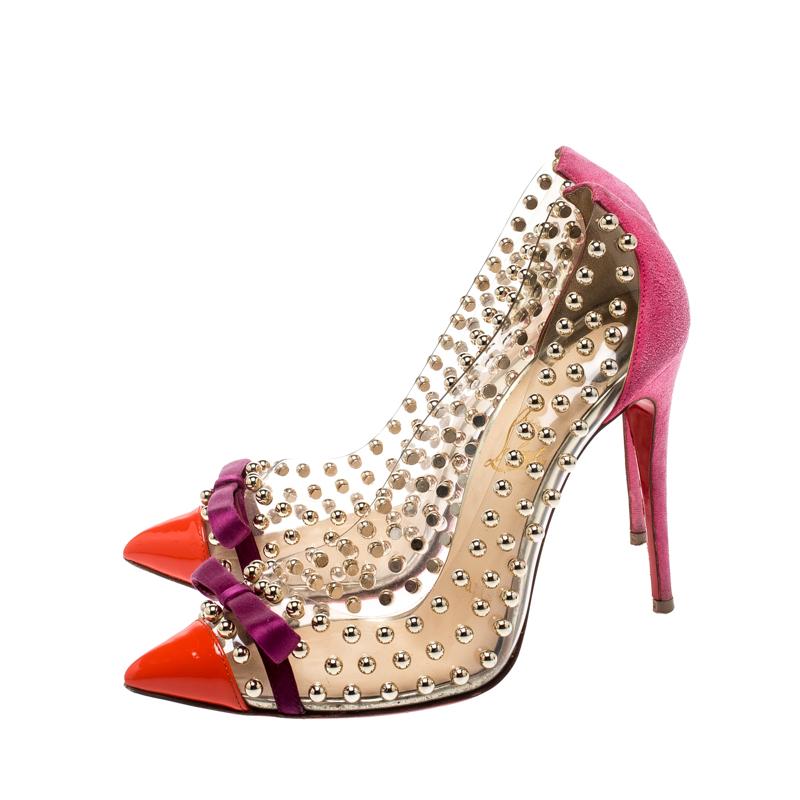 Christian Louboutin Multicolor PVC Bille Studded Pointed Toe Pumps Size 36 2
