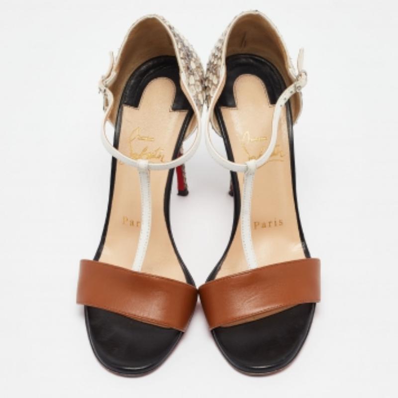 Christian Louboutin Multicolor Python und Leder Mayerling Sandalen Größe 36 im Zustand „Gut“ im Angebot in Dubai, Al Qouz 2