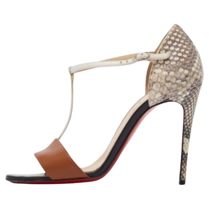 Christian Louboutin Multicolor Python und Leder Mayerling Sandalen Größe 36 im Angebot