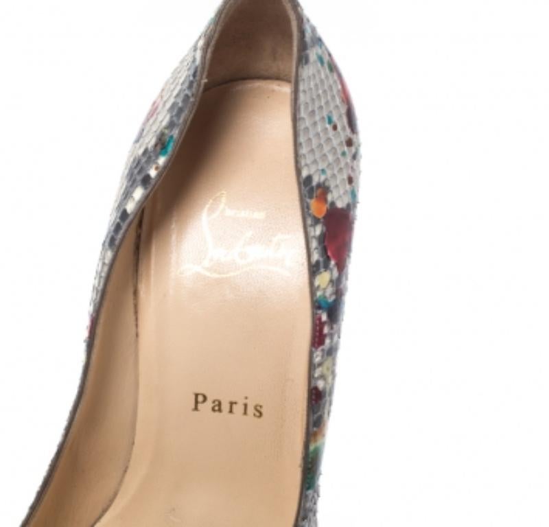 Christian Louboutin Multicolor Python Bianca Plateau Pumps Größe 37 Damen im Angebot