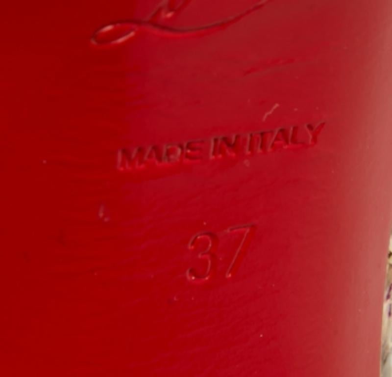 Brown Christian Louboutin Multicolor Python Carnival Highness Pumps Size 37 For Sale