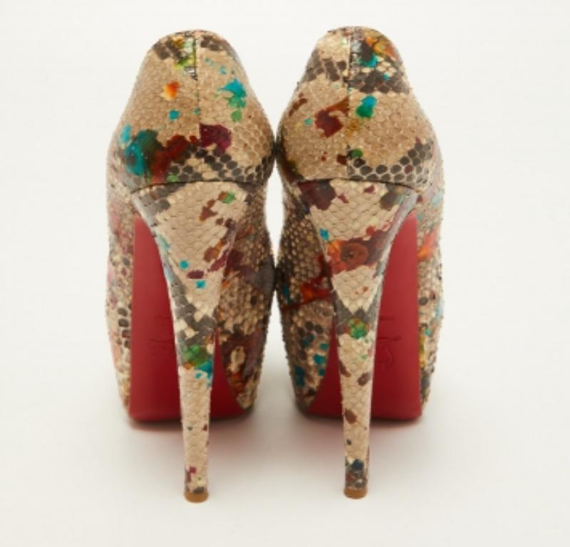 Christian Louboutin Multicolor Python Carnival Highness Pumps Size 37 For Sale 2