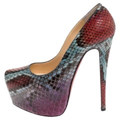 Christian Louboutin Multicolor Python Daffodile Platform Pumps Size 37