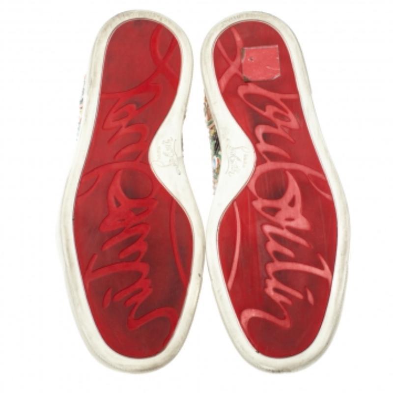 Christian Louboutin Multicolor Python Faience Rantus High Top Sneakers Size 35.5 In Good Condition For Sale In Dubai, Al Qouz 2
