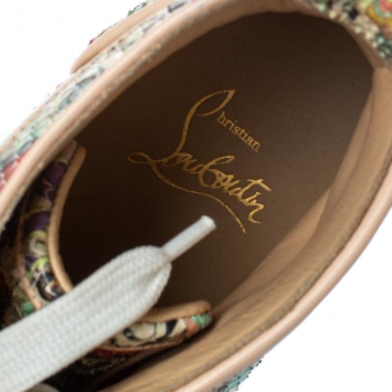 Christian Louboutin Multicolor Python Faience Rantus High Top Sneakers Size 35.5 For Sale 1