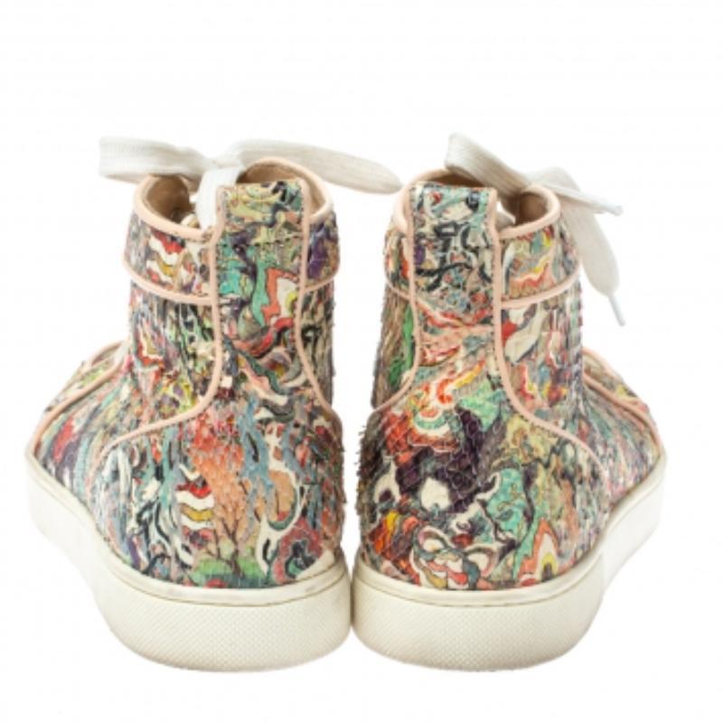 Christian Louboutin Multicolor Python Faience Rantus High Top Sneakers Size 35.5 For Sale 2