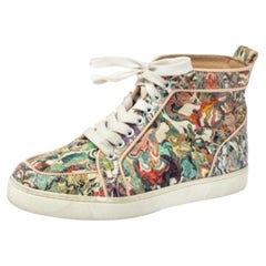 Christian Louboutin Multicolor Python Faience Rantus High Top Sneakers Size 35.5