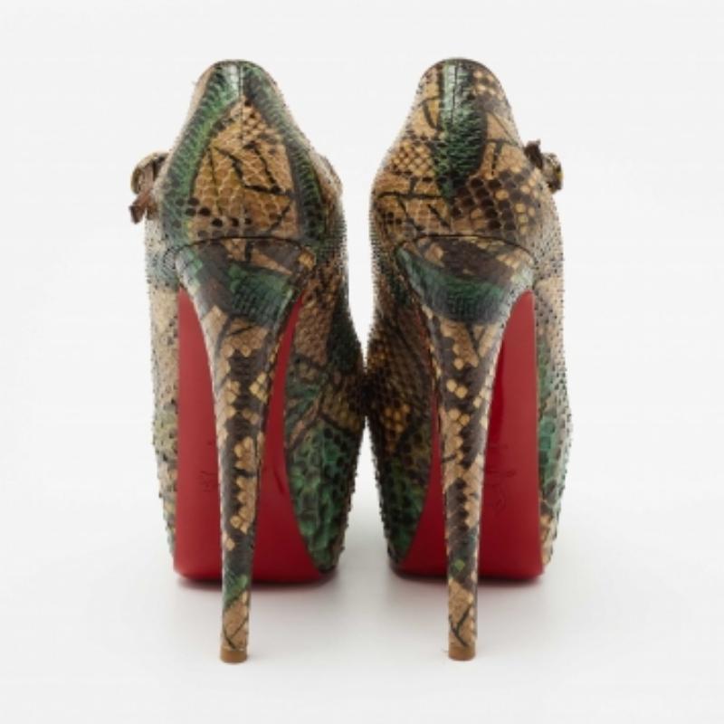 Christian Louboutin Multicolor Python Leder Lady Highness Pumps Größe 37 Damen im Angebot