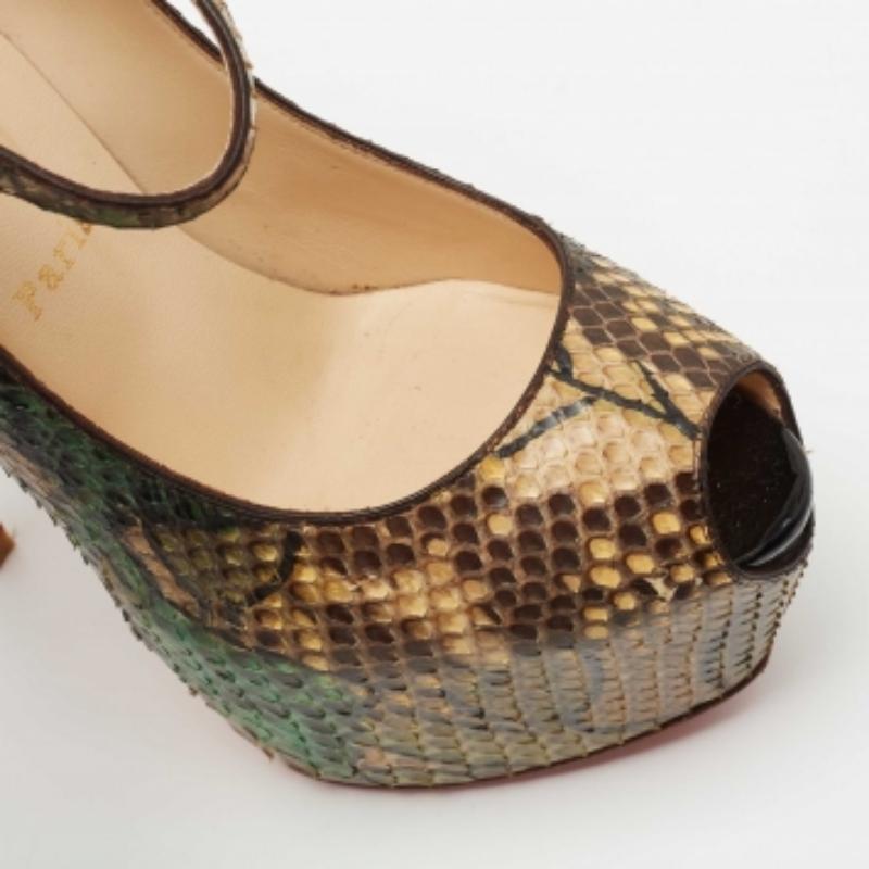 Christian Louboutin Multicolor Python Leder Lady Highness Pumps Größe 37 im Angebot 2