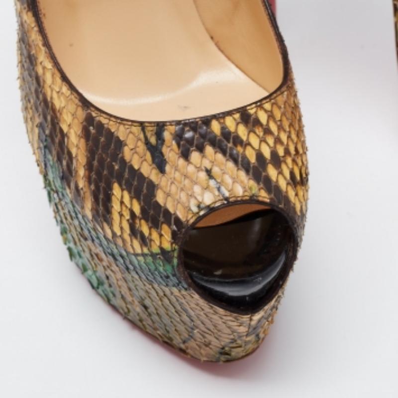 Christian Louboutin Multicolor Python Leder Lady Highness Pumps Größe 38 im Angebot 2