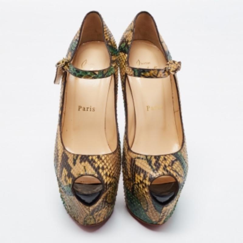 Christian Louboutin Multicolor Python Leder Lady Highness Pumps Größe 38 im Angebot 3
