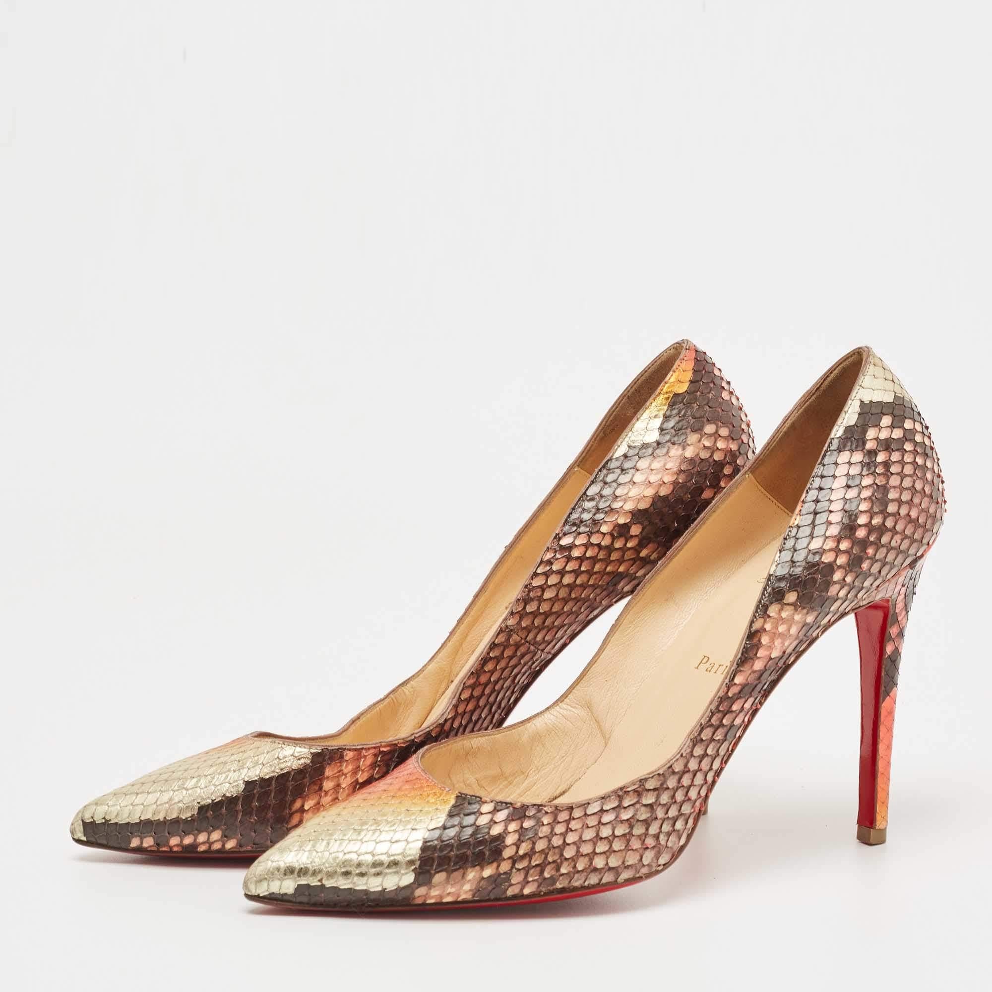 Brown Christian Louboutin Multicolor Python Leather So Kate Pointed Toe Pumps  For Sale