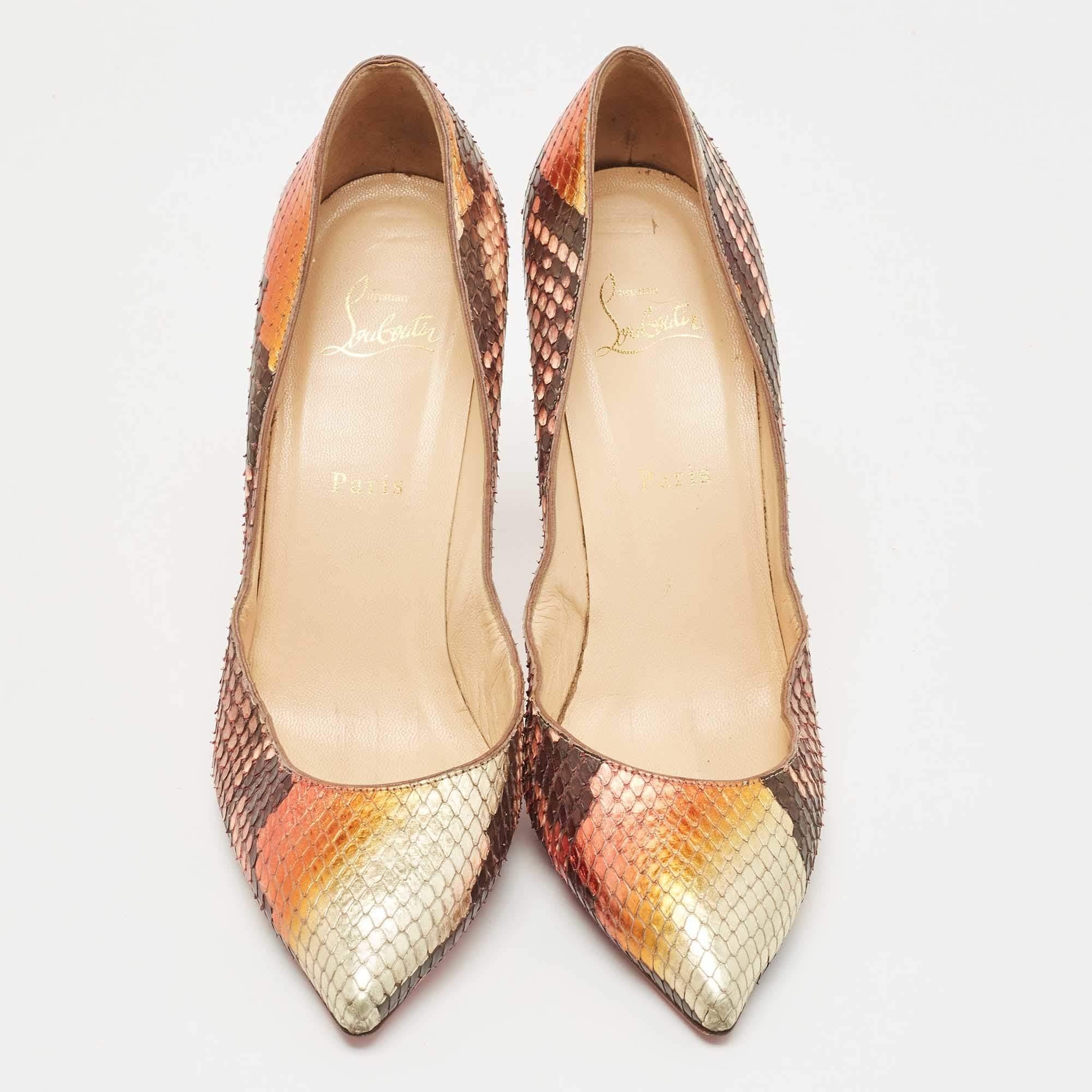 Women's Christian Louboutin Multicolor Python Leather So Kate Pointed Toe Pumps  For Sale