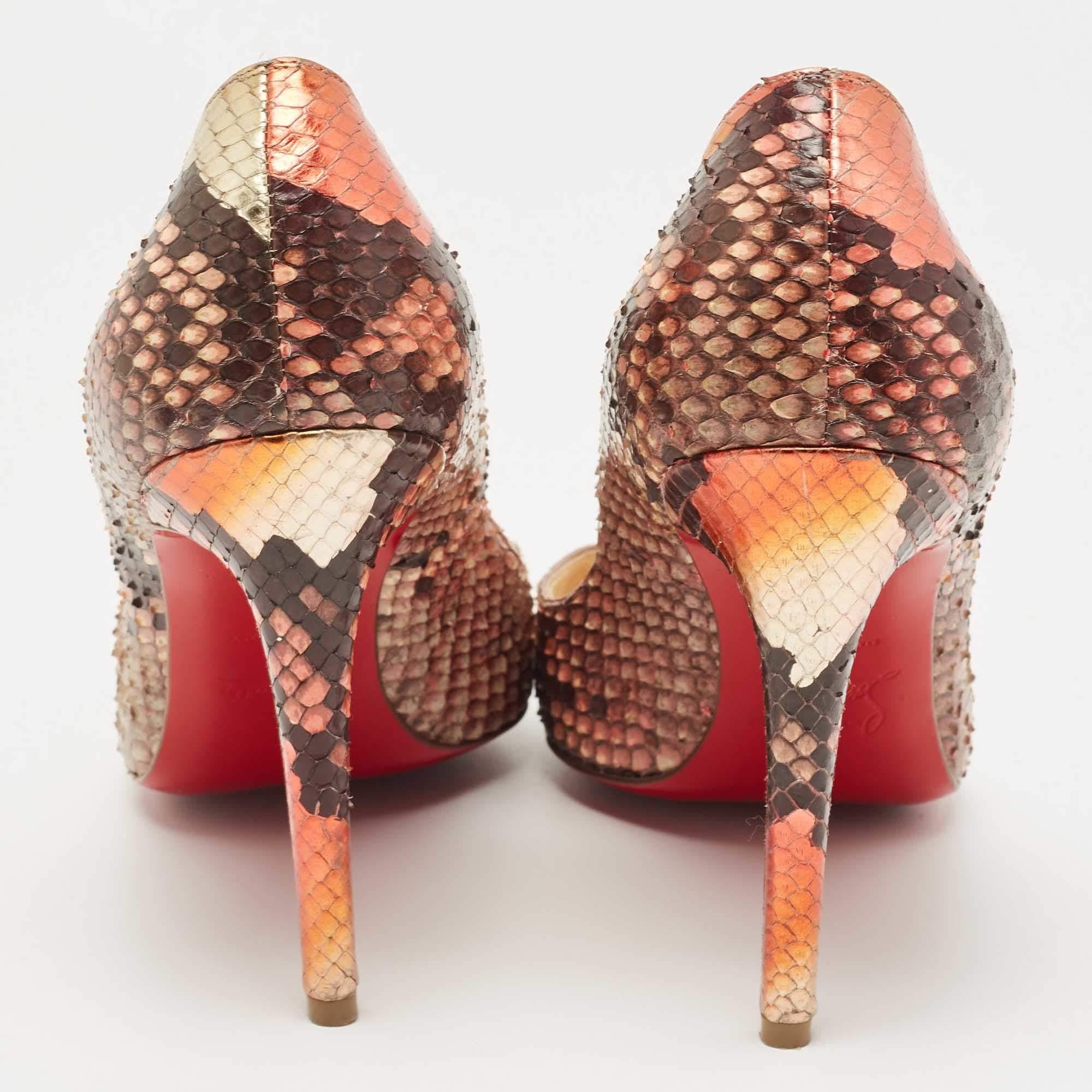 Christian Louboutin Multicolor Python Leather So Kate Pointed Toe Pumps  For Sale 1