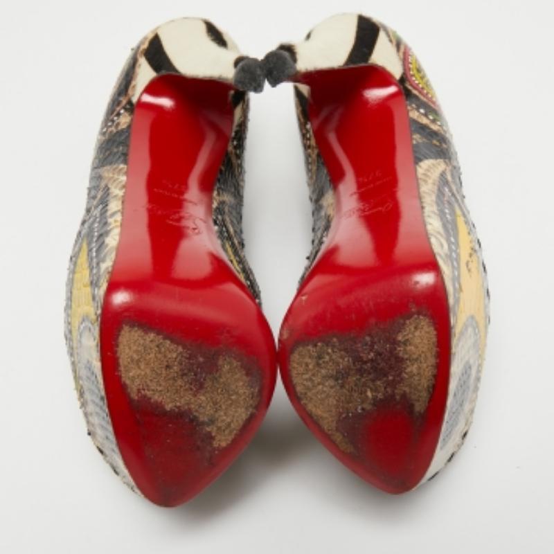 Christian Louboutin Multicolor Python Leather Zoulou Strappy Pumps Size 37.5 For Sale 2