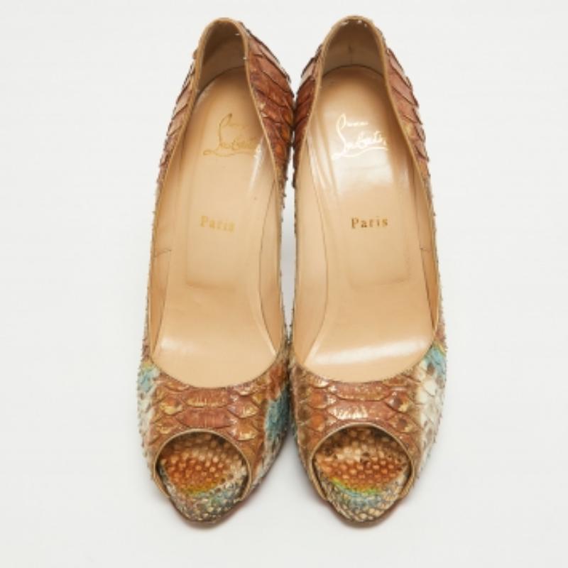 Christian Louboutin Multicolor Python Neu Sehr Prive Pumps Größe 40.5 (Braun) im Angebot