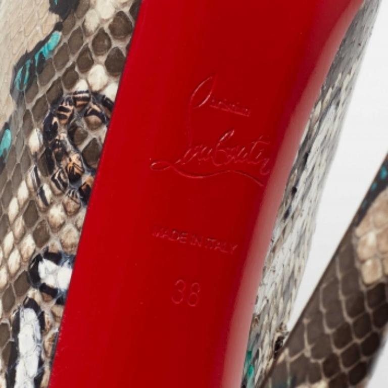 Christian Louboutin Multicolor Python Skull Mexico Daf Ankle Boots Size 38 For Sale 4