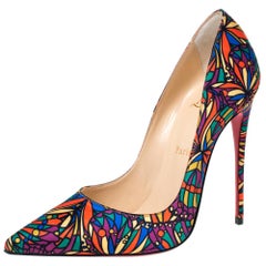 Christian Louboutin Multicolor Satin So Kate Pointed Toe Pumps Size 38