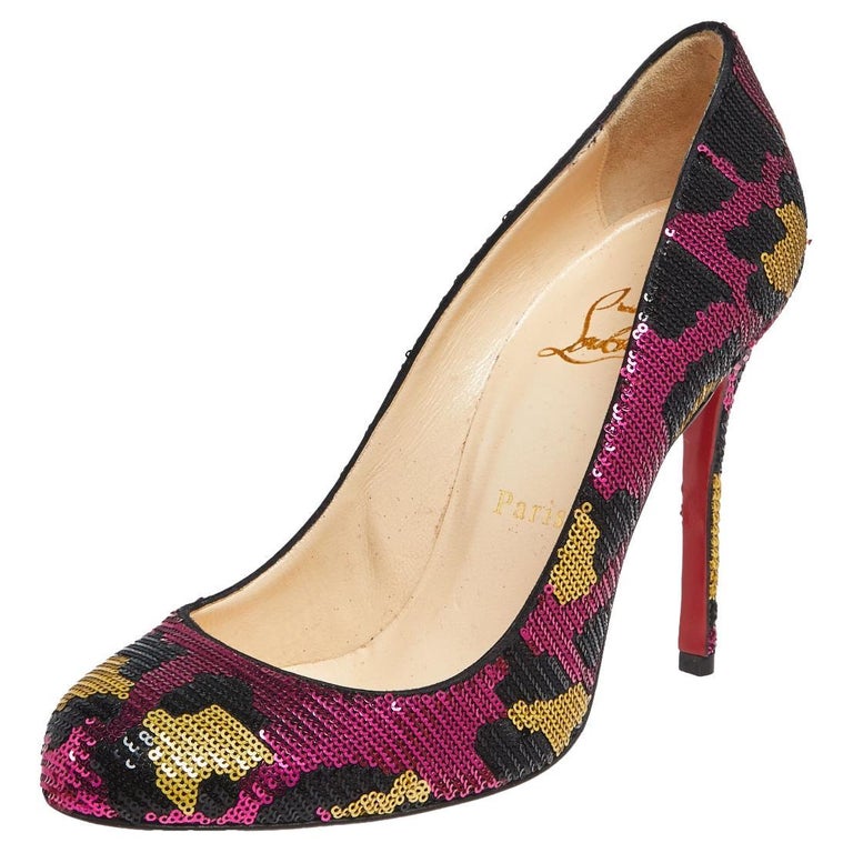 Christian Louboutin Multicolor Sequins Fifi Pumps Size 37 For Sale at 1stDibs