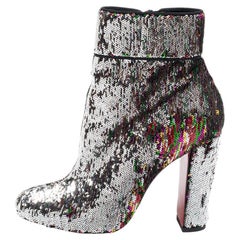 Christian Louboutin Multicolor Sequins Moulamax Ankle Booties Size 38.5