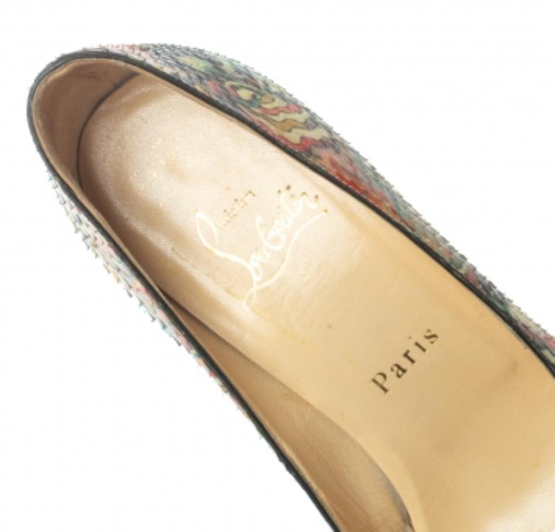 Christian Louboutin Multicolor Schlangenhaut Palais Royal Peep Toe Pumps Größe 37.5 Damen im Angebot