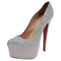 Christian Louboutin Mehrfarbige Daffodile Plateau-Pumps mit Strass Größe 39