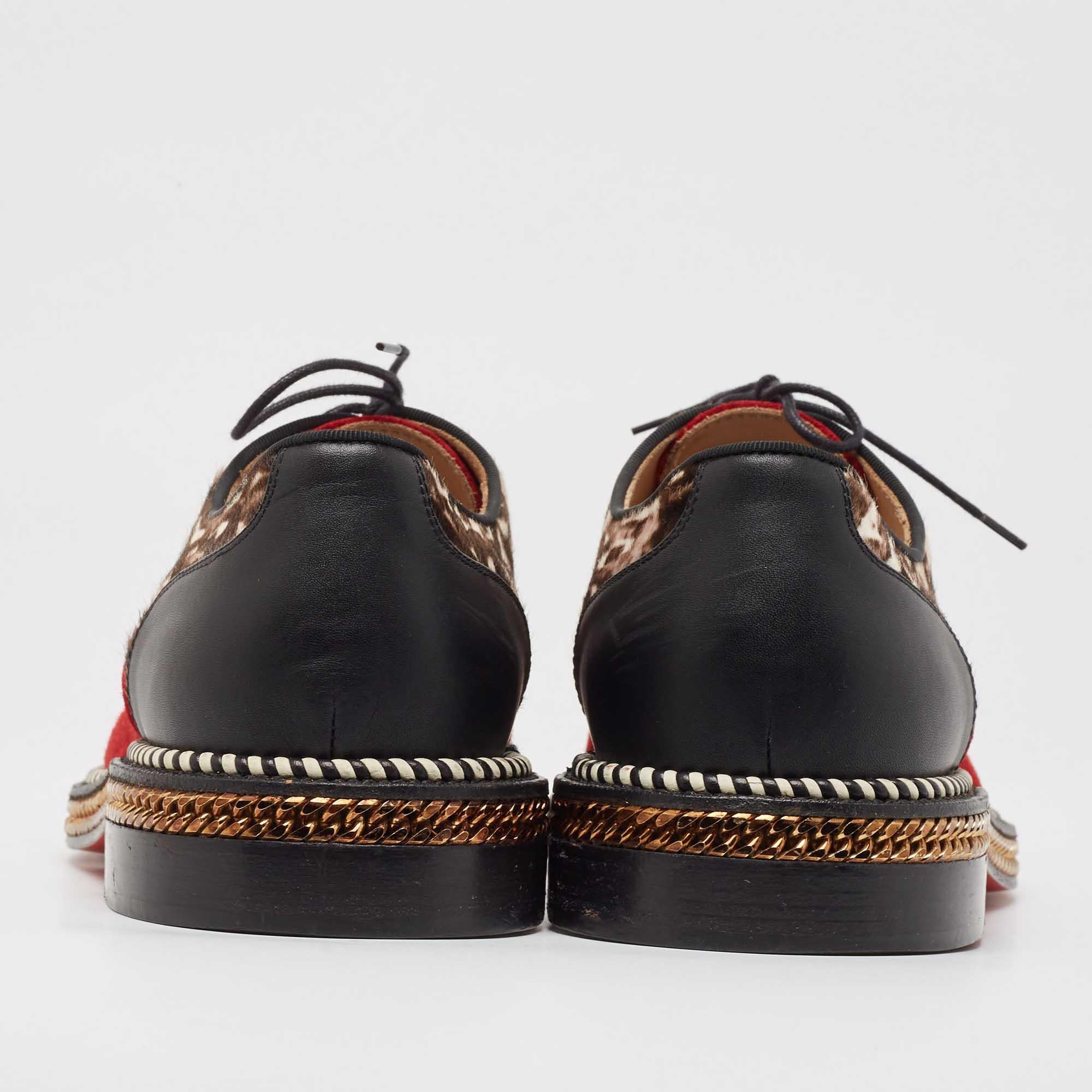 Men's Christian Louboutin Multicolor Suede and Calf Hair Lace Up Oxfords Size 41
